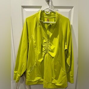 Lane Bryant Active Lime Green Half Zip Plus Size 22 24 Long Sleeve Pockets Nylon